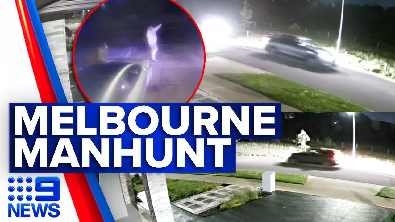 Three gunmen on the run after alleged carjacking and crash in Melbourne | 9 News Australia
