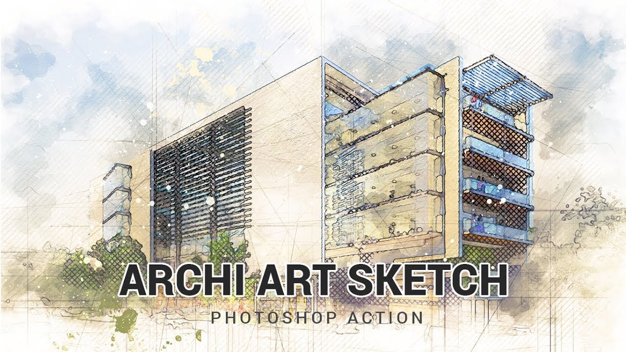 Architecture Sketch Art Photoshop Action Tutorial  YouTube
