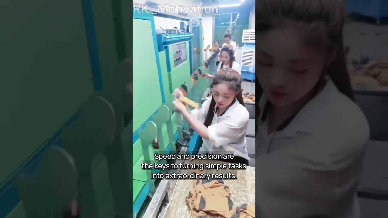 Master of Speed: Girl Swiftly Organizes Socks for Easy Packing in Factory