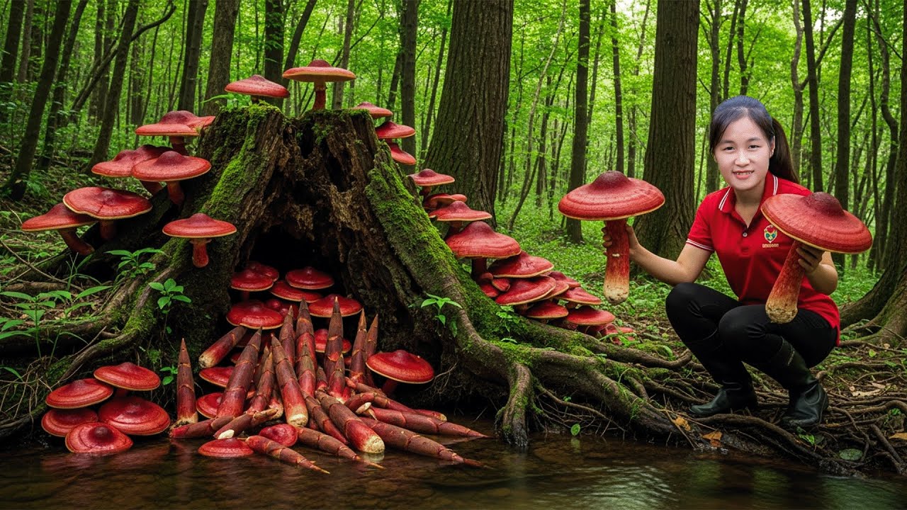 Harvesting 1000kg GIANT Dragon Scale Mushroom on Cliff | How to Use Super RARE Mushroom