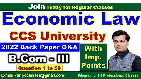 Economic Law PYQ | Economic Law mcq bcom 3rd year | ccs university previous question papers