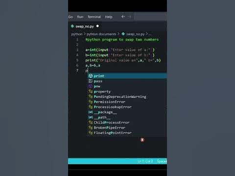 Python program to swap two numbers💖👌#shorts #python - YouTube