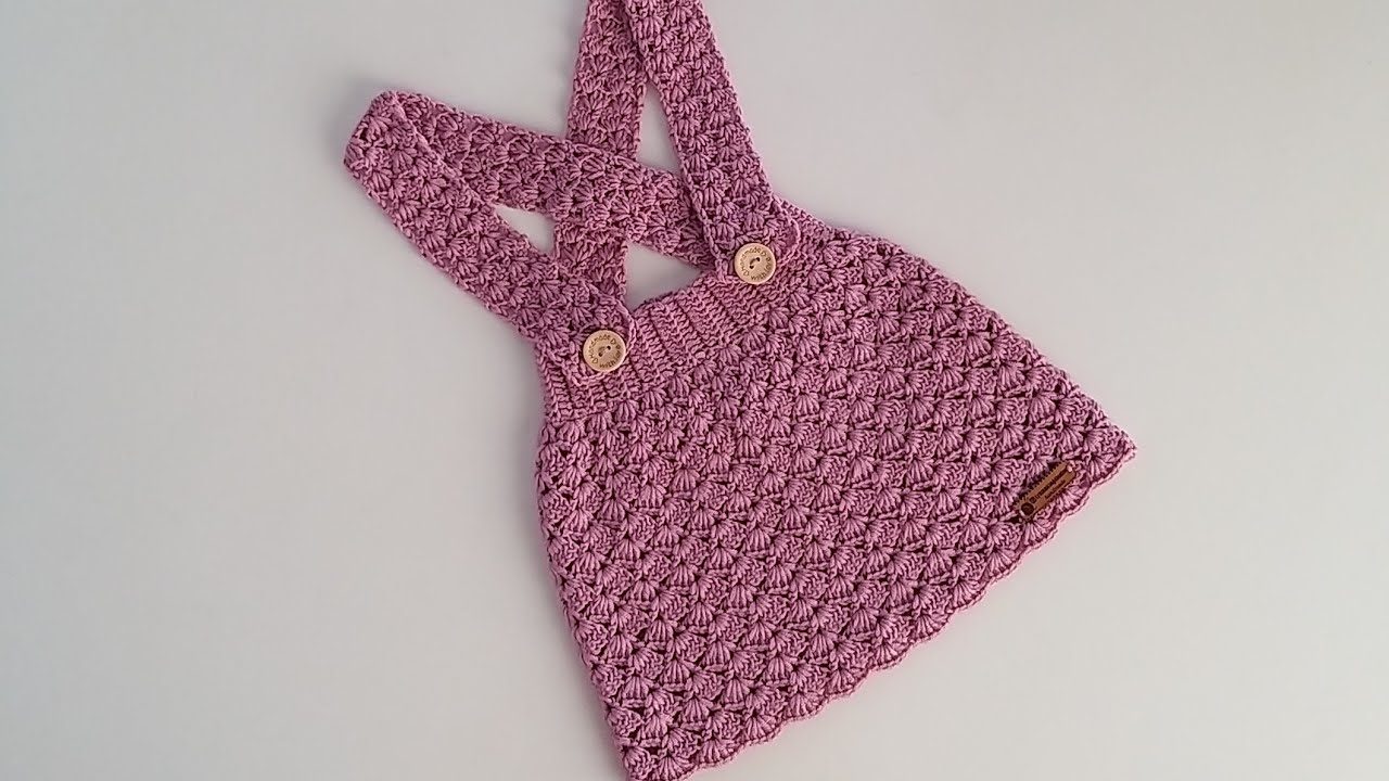 ВЯЗАНОЕ ПЛАТЬЕ-САЛОПЕТ / ДЕТСКОЕ ПЛАТЬЕ С КРЮЧКОМ / ДЕТСКАЯ ЮБКА С ВЯЗАННЫМ КРЮЧКОМ / 1-2 ГОДА