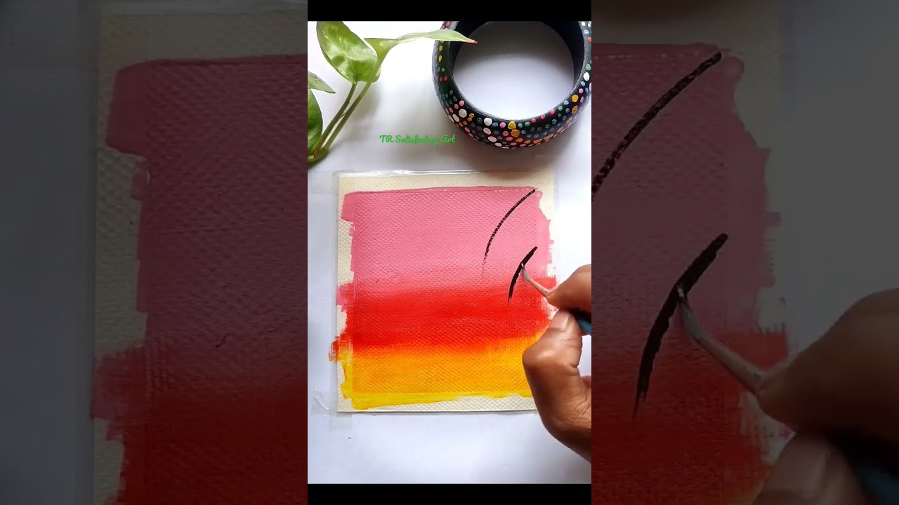 Easy Sunset Painting Shorts | Art Viral Video | TR Satisfactory Art 