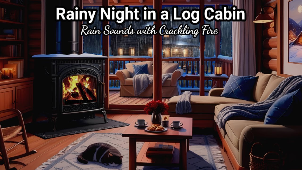 Rain Sounds for Relaxing, study and Sleep | Rain Ambience in Cozy Log ...