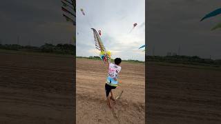 Thả diều em trai giữ dây cho diều rồng bay lên #kite #kiteflying #patang #kiteflying #shortvideo