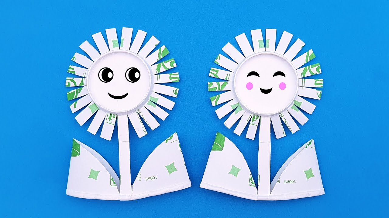 DIY How To Make Paper Cup Flowers | Sunflowers making Ideas With Paper ...