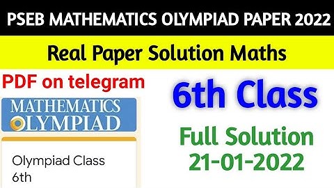 PSEB Class 6th Maths olympiad paper Full Solution answers 21-Janauary-2022 | Punjab school papers