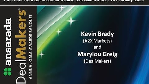 Ansarada DealMakers Gala Awards 18 Feb 2020 - Kevin Brady of A2X