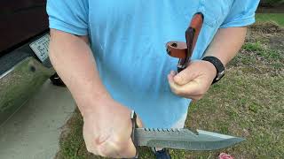 Purple Dragon Fixed Blade Knife with Sheath, Damascus-Style Blade Pattern, Green Pakkawood Handle!