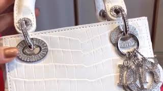 Christian Dior Small Lady Dior Tote White Himalaya Crocodile Silver Ha –  Madison Avenue Couture