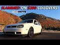 SLAMMING THE SLEEPER VW GOLF MK4 ON $200 COILOVERS!