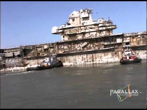Uss Oriskany Breaking Away From Tug During Documentary Sinking An Aircraft Carrier