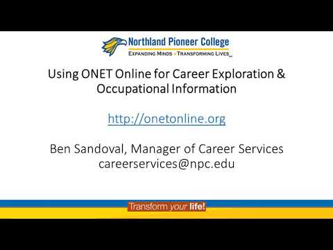 NPC Career Services Resource - ONET Online 