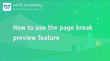 [WPS Academy] 1.3.6 Excel: How to use the page break preview feature