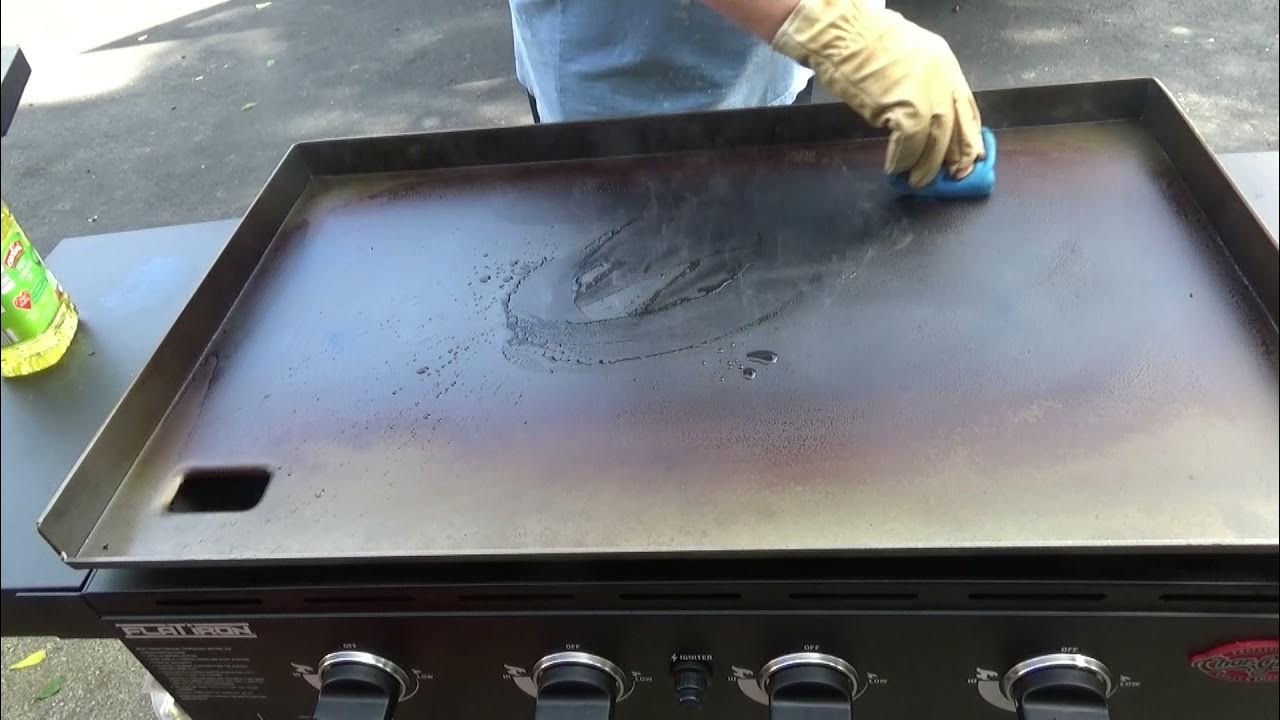 How To Season A Flat Iron CharGriller Griddle and Fry Cicads YouTube