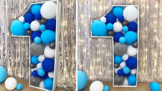 Letras y números gigantes 3D de cartón pluma para rellenar con globos. 