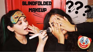 BLINDFOLDED MAKEUP CHALLENGE ft. Pritha Soni (Funny AF) | Theyellowpowerpuff