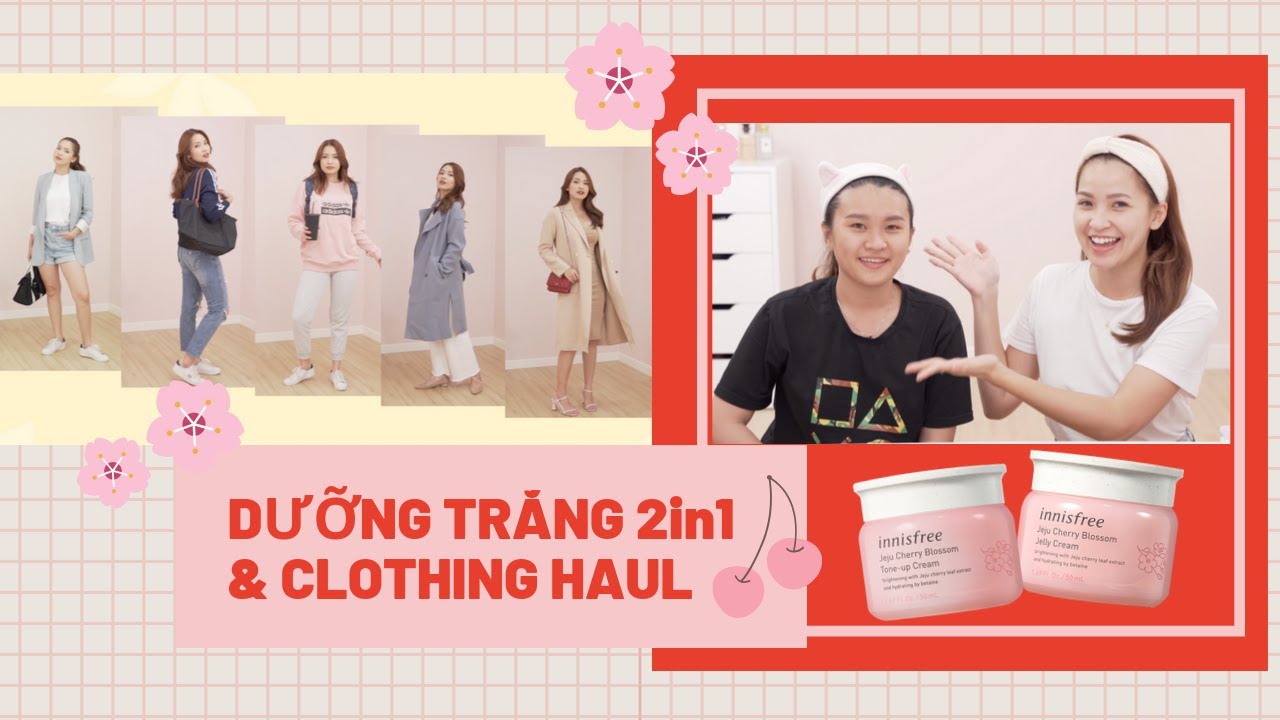 review innisfree jeju cherry blossom \u0026 clothing haul try-on | thử quần áo mới mua