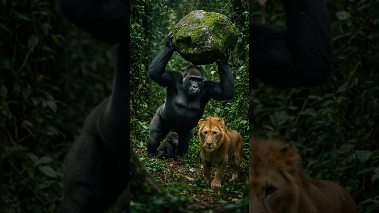 Gorilla SLAMS Boulder to Protect His Son