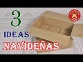 3 Ideas navideas reciclando cartn para decorar en Navidad. Manualidades con cartn