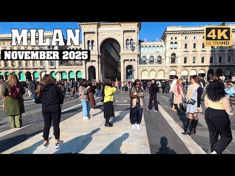 4K Sunny Day Walk In MILAN ITALY November 2025 Ultra HD City Street Vibes Travel Inpiration