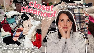 cleaning my closet gave me a mental breakdown :) *CLOSET CLEANOUT part 1*🧦🧺