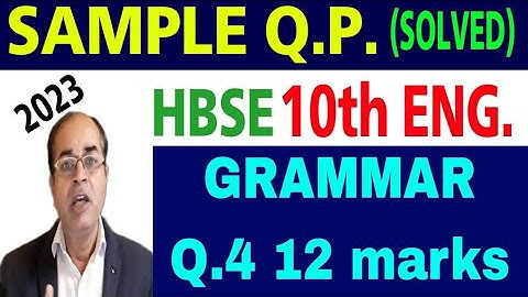 grammar class 10 english hbse 2023 solved sample question paper by vijay kumar