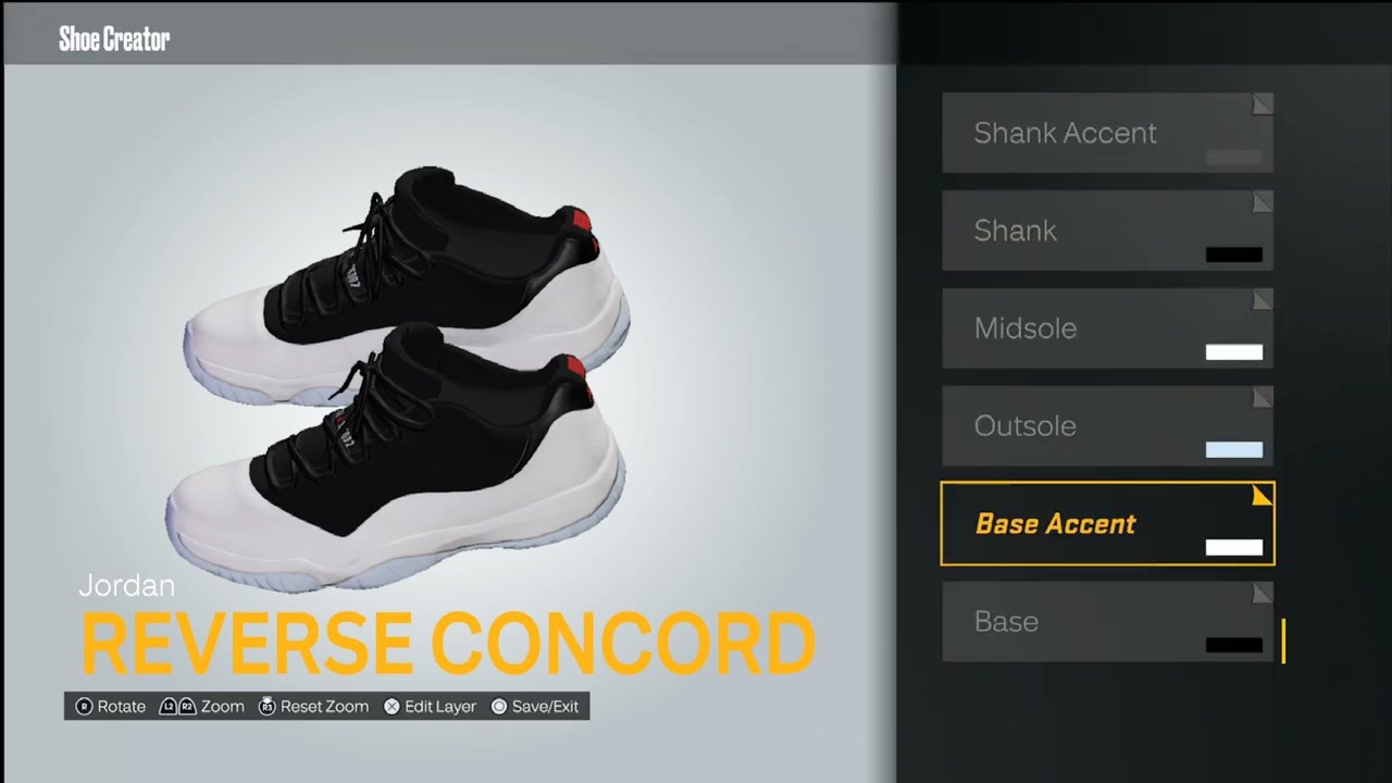 NBA 2k23 how to make the Air Jordan 11 low" Reverse Concord/ Tuxedo"
