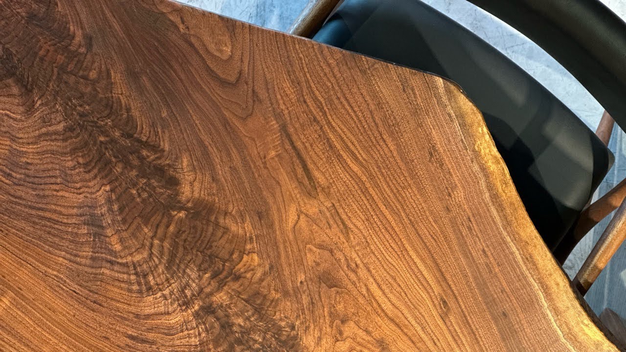 ウォールナット 一枚板 1900×930-1140×40 262682 - YouTube