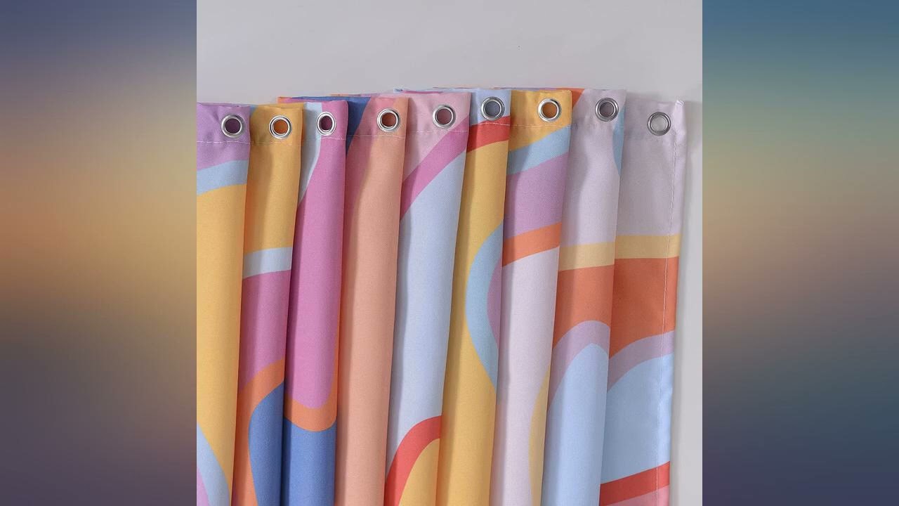 YoKii Vintage Abstract Art Fabric Shower Curtain Pastel Rainbow Colorful Groovy review