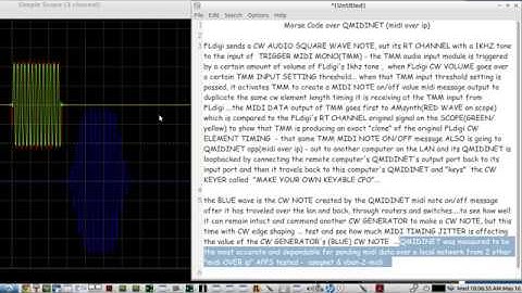 send & receive Morse Code Midi over ip - using  QmidiNet