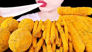 ASMR MUKBANGCHHESE BALL, CHEESE STICKS, FRENCH FRIES 뿌링클 치즈볼 치즈스틱 감자튀김 EATING SOUNDS 디저트 먹방