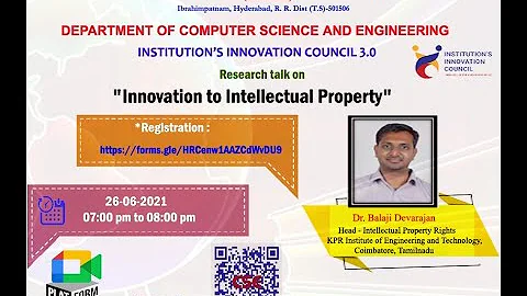 Research talk on Innovation to Intellectual Property