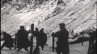 French soldiers preparing barbed wire barriers on the Western front in World War ...HD Stock Footage