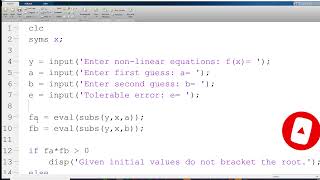 MATLAB solution of Bisection Method | MS Excel formulae for Bisection Method