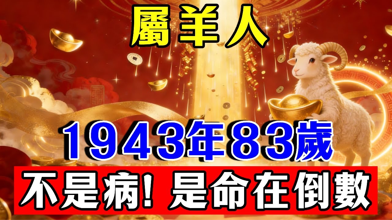 屬羊人，1943年83歲，癸未羊命者若出現這個身體異象——那不是病，是「命在倒數」的信號！#生肖 #運勢 #命理 #屬相 #風水 #財運 #佛陀 #佛學 #佛法 #佛教 #修行 #智慧 #因果 #佛家