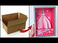 DIY Cardboard Barbie box | How To Make cardboard doll house | cardboard box ideas
