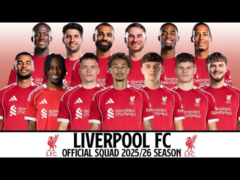 LIVERPOOL FC Official Squad Season 2025 26 Liverpool FC Premier League Squad 2025 26