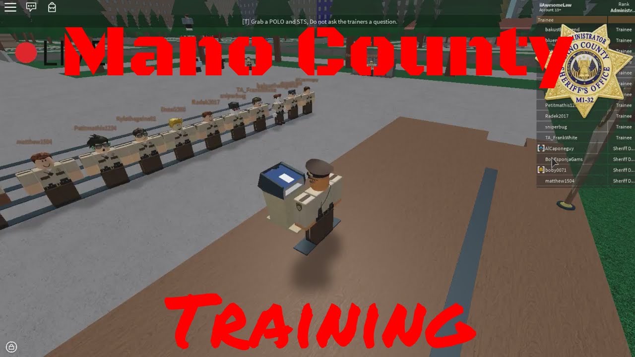 Mano County Sheriff S Office Training Youtube - roblox mano county scripts roblox 0 robux