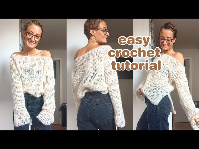 CROCHET MOHAIR SWEATER TUTORIAL | crochet for beginners | off the shoulder  crochet sweater