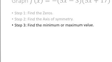 Algebra 2 Honors - Graphing a Quadratic Function given in Intercept (Factored) Form