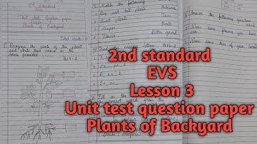 Plants of backyard UT unit test question paper EVS 2nd standard lesson no 3 NCERT Karnataka state