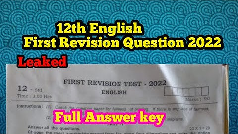 12th English First Revision Exam 2022 Answer Key for all the questions is leaked. #12thenglish