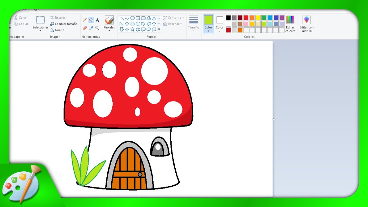 Dibujos para niños con Paint: Cómo dibujar una Casita Hongo - thptnganamst.edu.vn