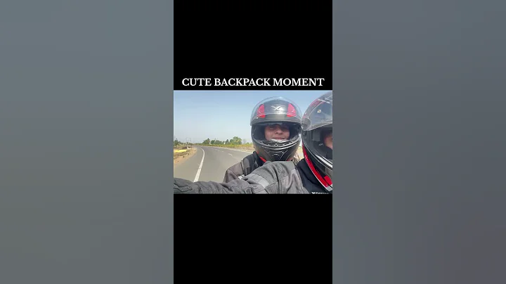 Cute backpack Moment #bikercouple #bikelife #biker #couple #motorcycle #backpack #fypシ #shorts