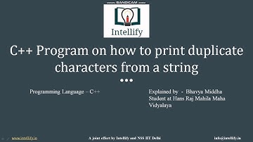 C++ Program on how to print duplicate characters from a string