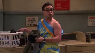 leonard wearing sheldon flag