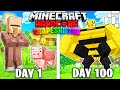 I Survived 100 Days as a SHAPESHIFTER in HARDCORE Minecraft!