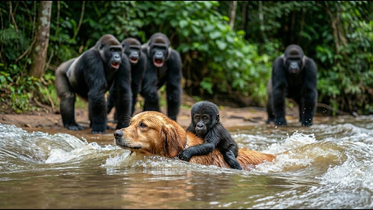 Rescue Animals Dog Saves Baby Gorilla from Flood Waters, The Alpha’s Reaction Stuns All #3